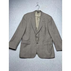 Brooks Brother 346 Houndstooth Brown Blazer Coat Mens 44R Wool Cashmere Blend